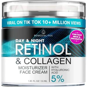 REMEDIAL PAX Retinol Face Moisturizer Cream - Day & Night Anti-Aging Skin Care for Men & Women - Wrinkle & Fine Line Reduction - 1.85 Fl Oz