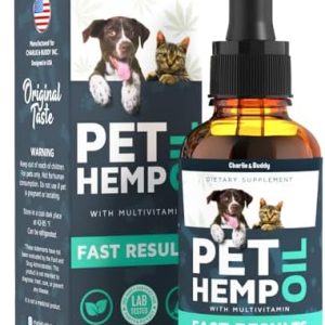 Charlie & Buddy Hеmp Оil for Dogs Cats - Helps Pets with Аnxiеty, Pаin, Strеss, Slееp, Аrthritis, Sеizures Rеlief - Нiр Jоint Hеalth - Cаlming Trеats