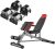 Finer Form Multi-Functional FID Bench for Full Body Workout and Adjustable Dumbbells 5-32.5 lbs